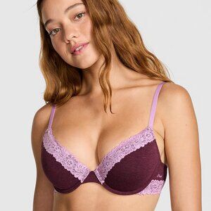 NWT - PINK - Wear Everywhere Push-Up Bra - Heather Burgundy (36DD)